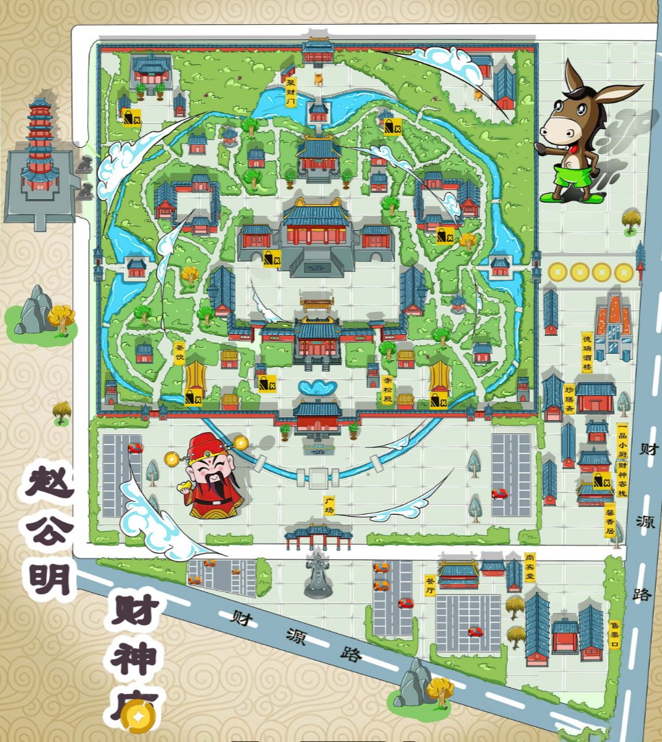 利川寺庙类手绘地图